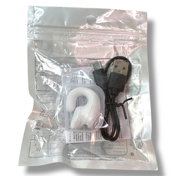 Wireless Earphone Ear Hook Bluetooth 5.0 Rechargeable White USB Cable Included S - Picture 1 of 3